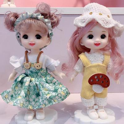 16cm 8-Point BJD Princess Doll with Denim Wedding Dress & Accessories - 6" Dress-Up OB11 Clothes, Tops, and Shorts