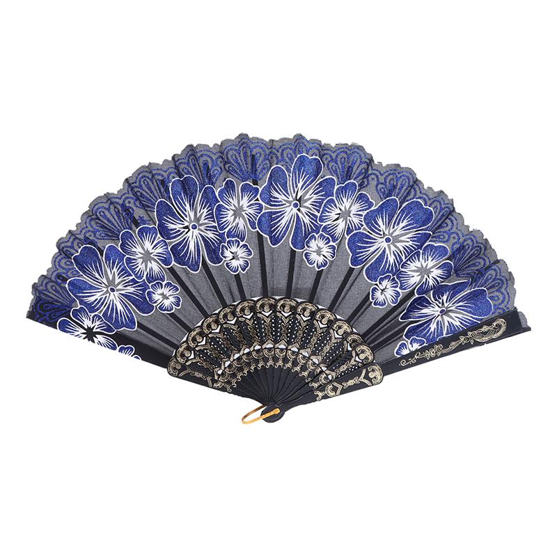 Chinese Style Silk Fabric Fan Folding Fan Wedding Fan Art Gifts Dance Hand Fan Vintage Folding Flower Fan Ancient Hanfu Fan