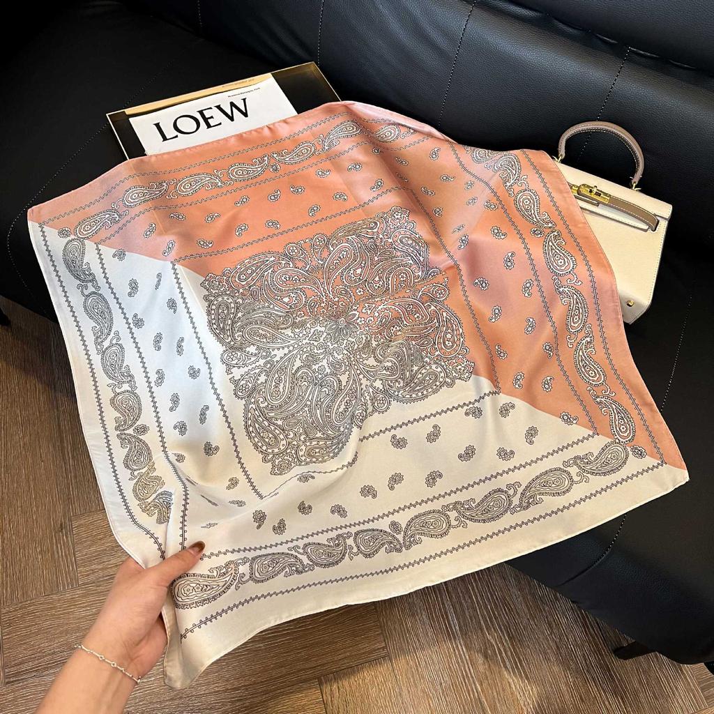 Luxury Paisley Square Scarf Women Print Satin Neckerchief Spring Hair Band Foulard Bandana Echarpe Tie Shawl Wraps
