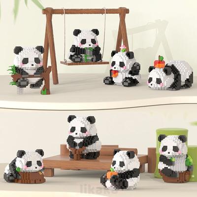 Süßer Panda Bausteine DIY Blöcke Mikro Bausteine Kreative Panda Tier Spielzeuge Diamant Steine Spielzeug für Kinder Jungen Mädchen Geschenke