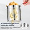 Deep Fryer Pots Stainless Steel Deep Frying Pot Portable Kitchen Oil Fryer Pots with Strainer Basket Handle and Lids for Cooking