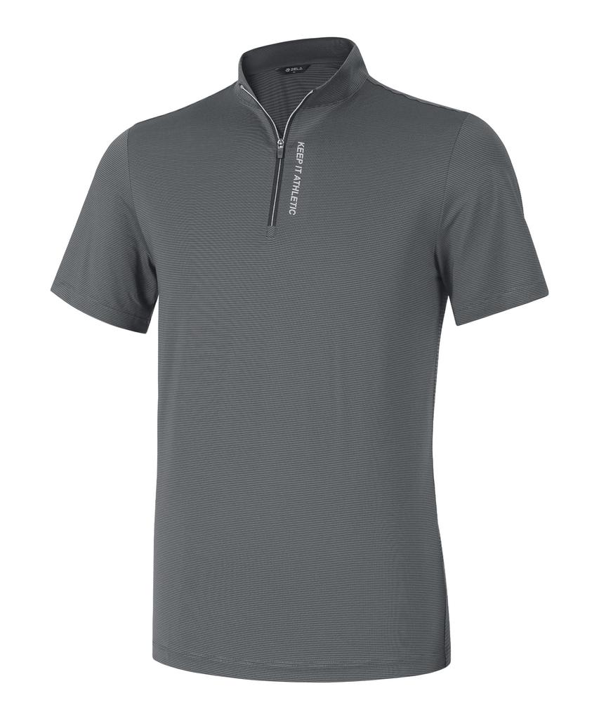 2ELA Men'S Ice Shell Cooling Zip-Up Short Sleeve T-Shirt 5 Colors (Type B)