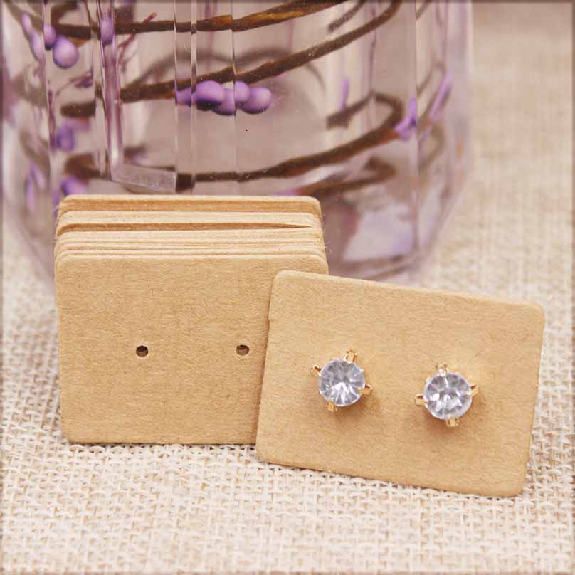 100pcs Cute Solid Color Earring Paper Package Card DIY Small Stud Earring Card White Kraft Pink Jewelry Display Card