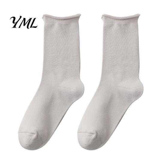 Minimalist Fashion Cotton Socks Women Mid-Length Crew Socks, Casual Loose Cuff Mittens, Comfortable Stackable Mid Length Breathable Solid Color