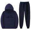 Unisex Oversized Hooded Sweatshirt Set With Heart Print Fleece Lined Casual Sportswear Fall