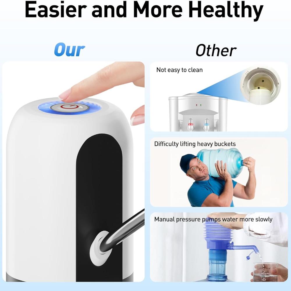 1pcs Water Dispenser, Portable Automatic Water Bottle Pump, USB Charging Electric Water Dispenser Pump, with Silicone Hose and Stainless Steel Nozzle