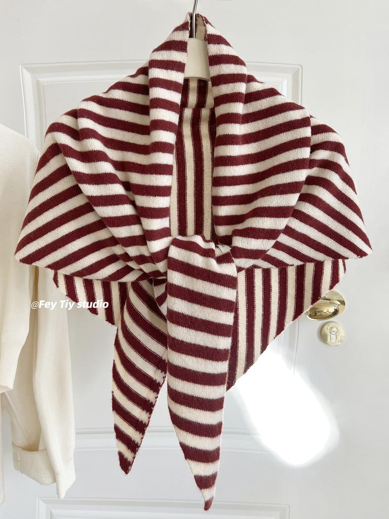 Concave Wool 100 Shawl Enlarged Autumn and Winter New Warm Triangle Scarf Knitted Scarf Women