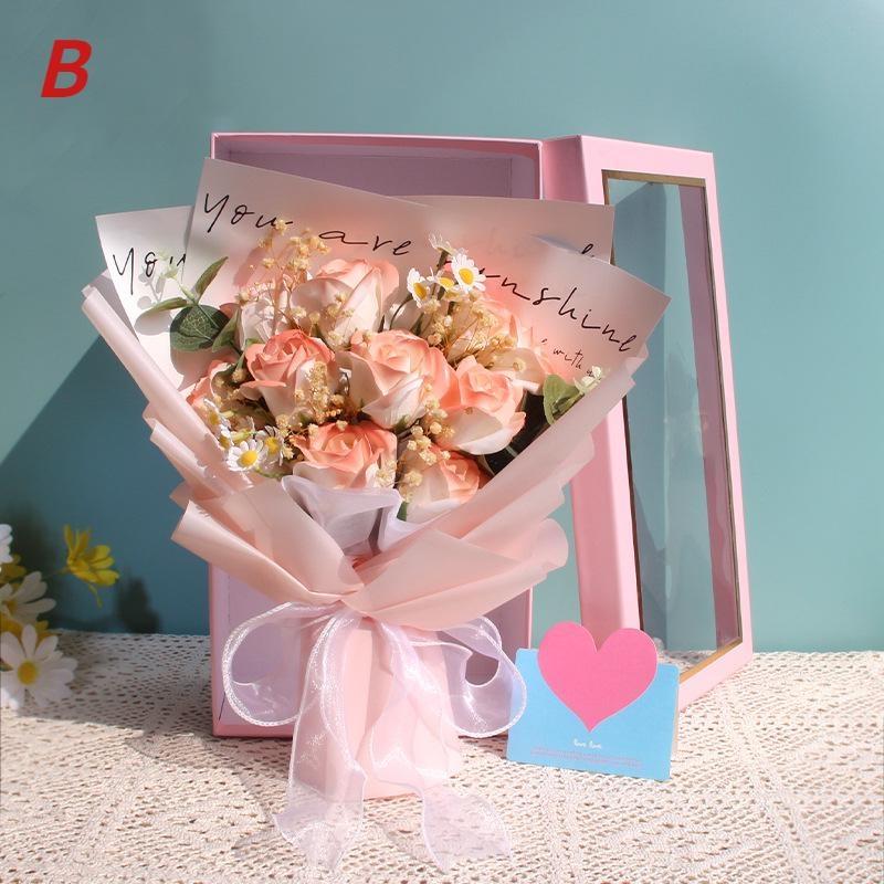 Букет из мыла с розами, искусственные свадебные цветы, подарок на день матери, выпускной букет с упаковочной сумкой, подарок на день святого Валентина