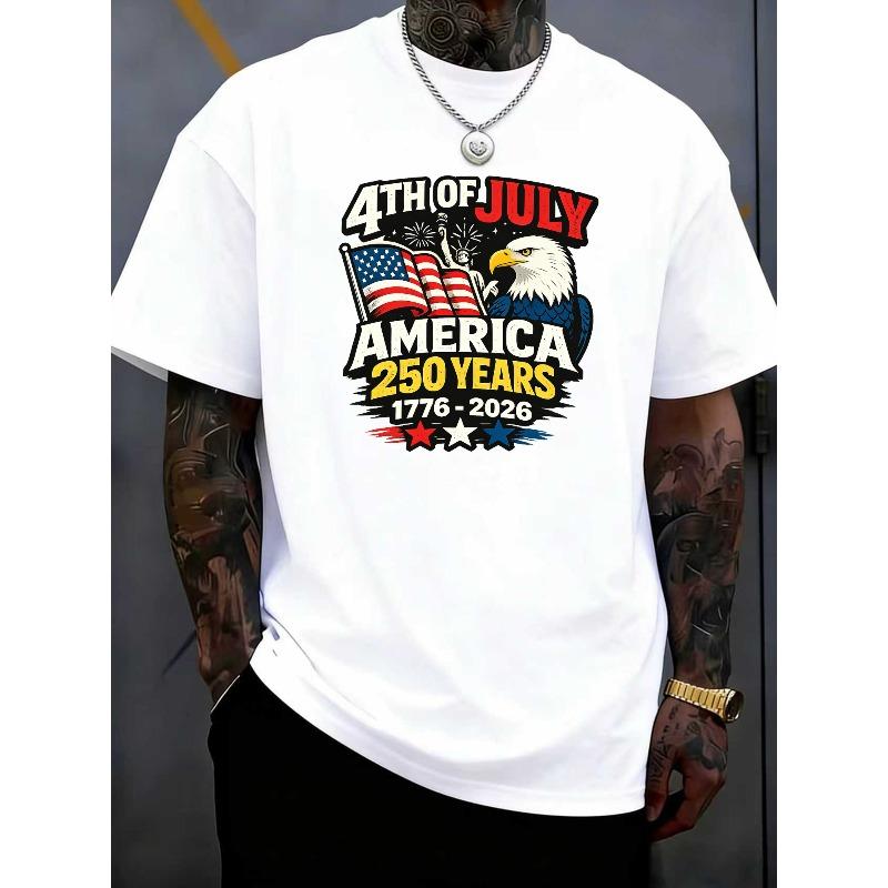 מידה אירופאית לגברים - עצמאות - סריג פוליאסטר רך, מתיחות בינונית, שרוולים קצרים לכל עונות השנה, חולצת טי צווארון עגול בסגנון רחוב