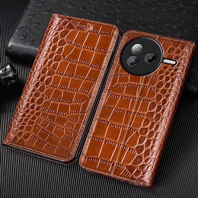 For Xiaomi Poco X3 X4 X5 X6 X7 F1 F3 F4 F5 F6 F7 M3 M4 M5 M5S M6 M7 Plus Pro GT Ultra Case Crocodile Genuine Leather Flip Cover rosso