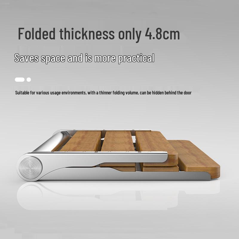 Wall-Mounted Solid Wood Foldable Shower Seat and Entryway Stool