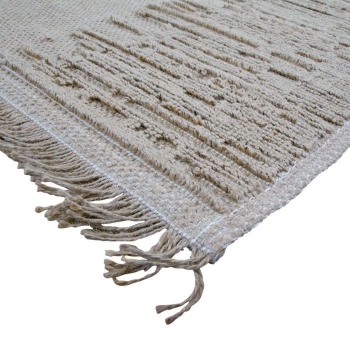 Handcrafted Natural Jute Rug Beige Reliefs 120x160