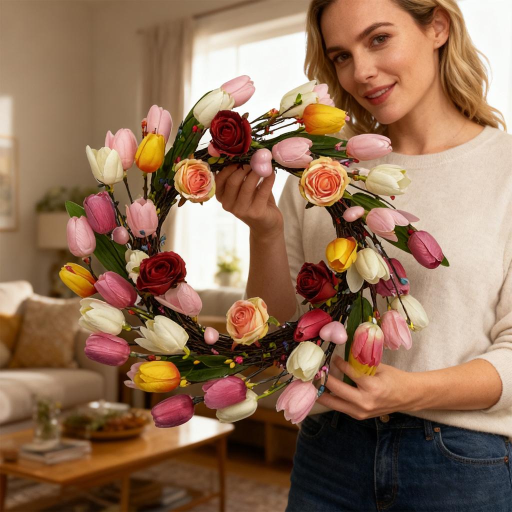 45cm 3D Valentine's Day Wreath Door Hanging Home Decoration, Mall Window Display, Christmas Decoration