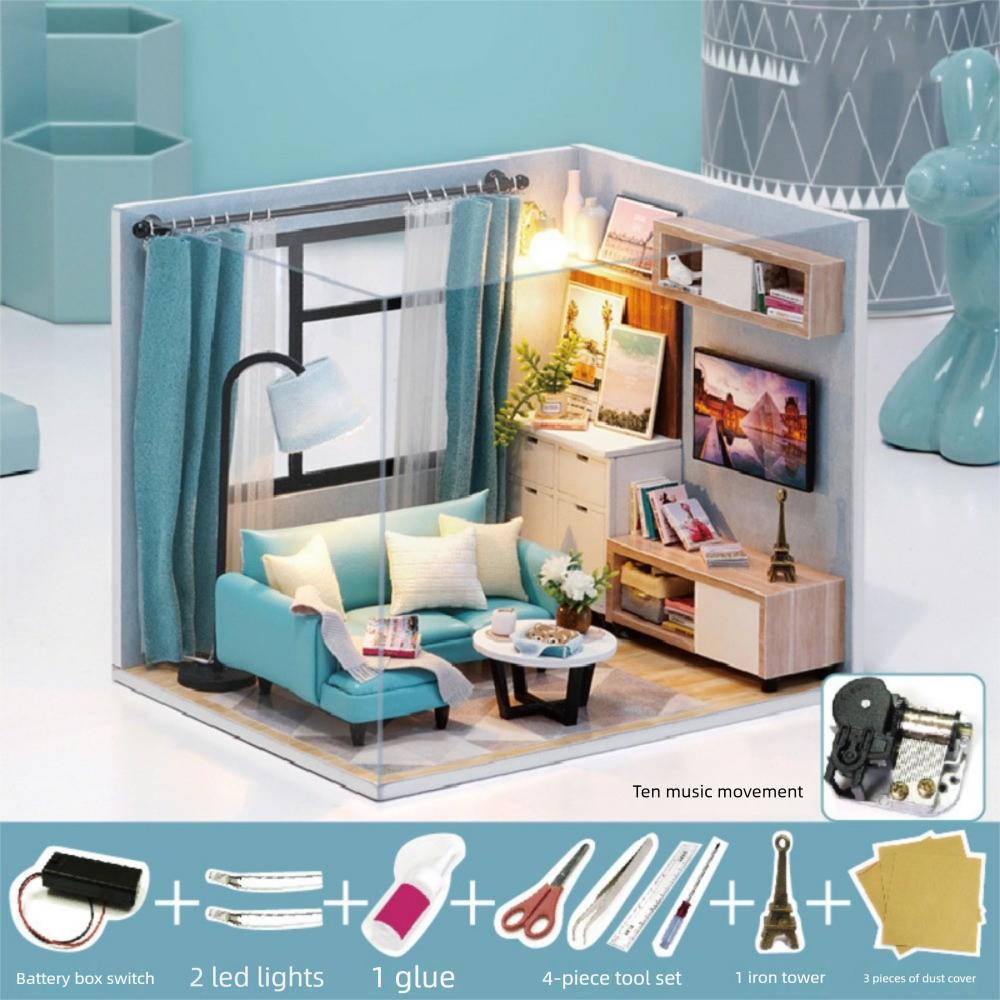 Wood Handmade Assembly Dollhouse Models Princess Room Miniature Doll House  Model Toy