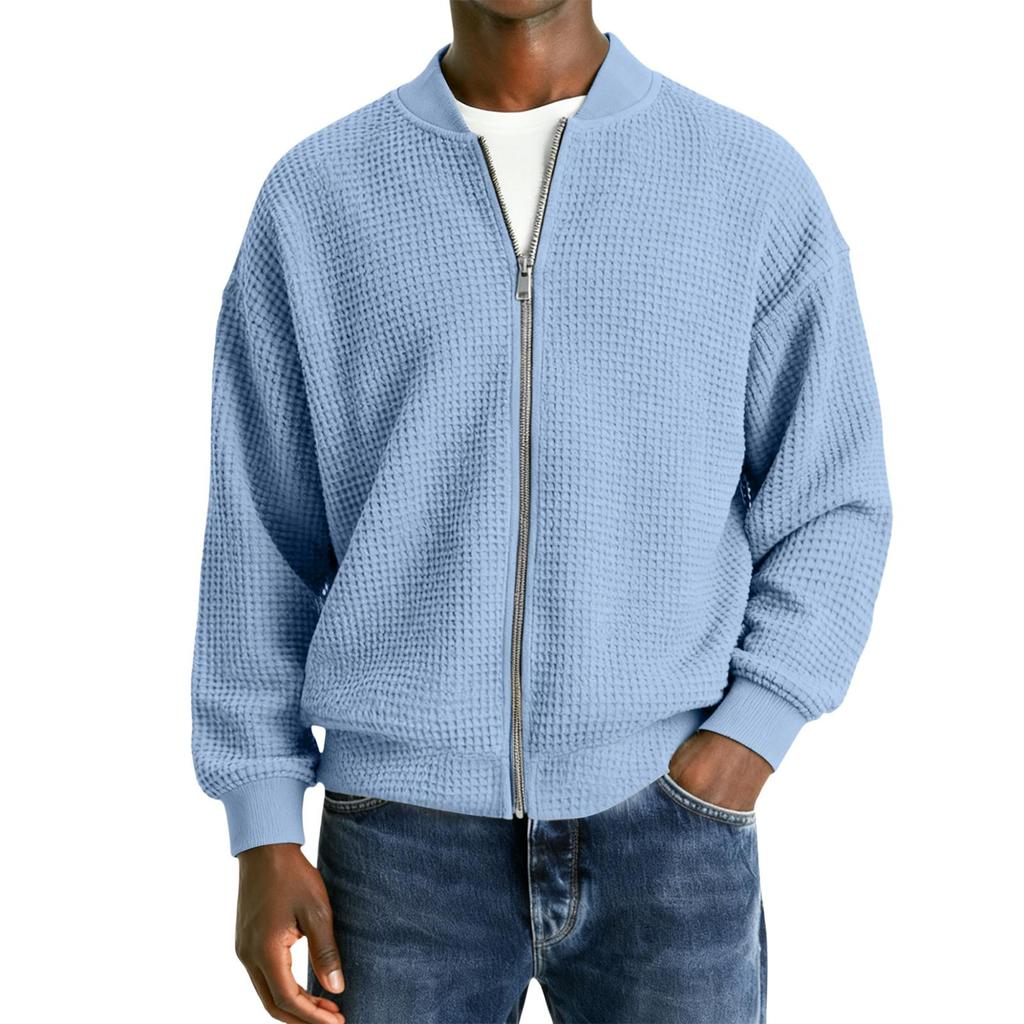 Men's Casual Zipper Stand Collar Long-Sleeve Lapel Jacket