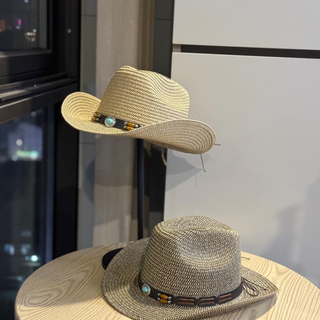 Neuer western Cowboyhut mit breiter Krempe für Damen, Sommer Outdoor Sonnenschutz Strohhut, Herren Tibetischer Hut2026