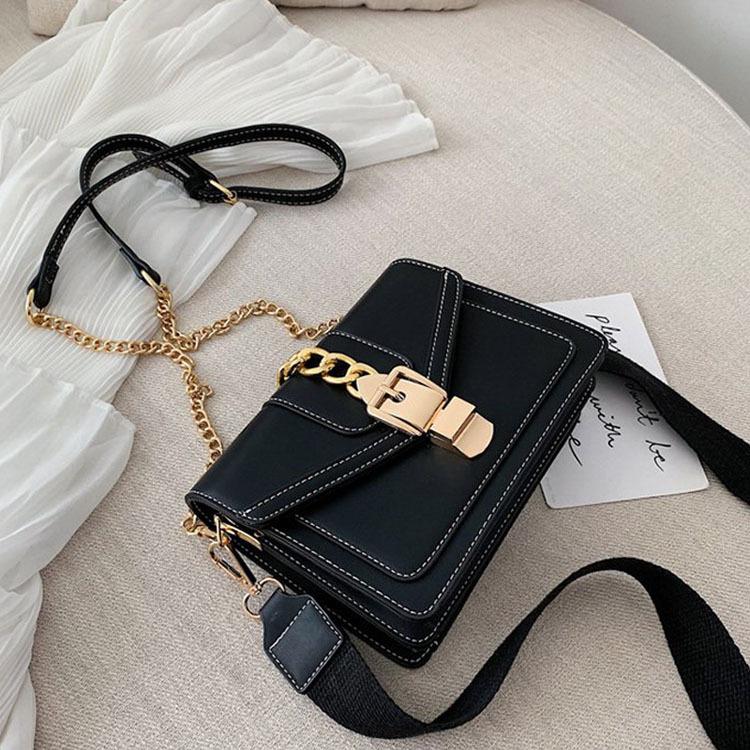 Women Contrast Color Leather Handbag Fashion Simple Shoulder Messenger Bag Ladies Cross Body Bag