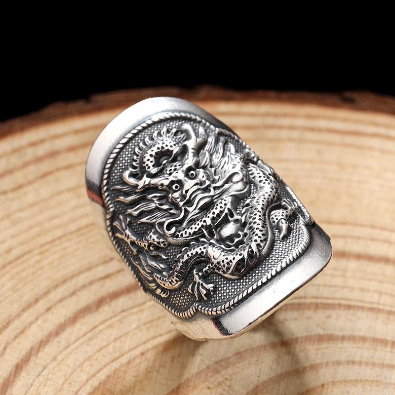 

Кольцо с властным драконом, мужские ювелирные изделия, винтажное изысканное кольцо с резьбой в виде животного для мужчин, подарок бойфренду