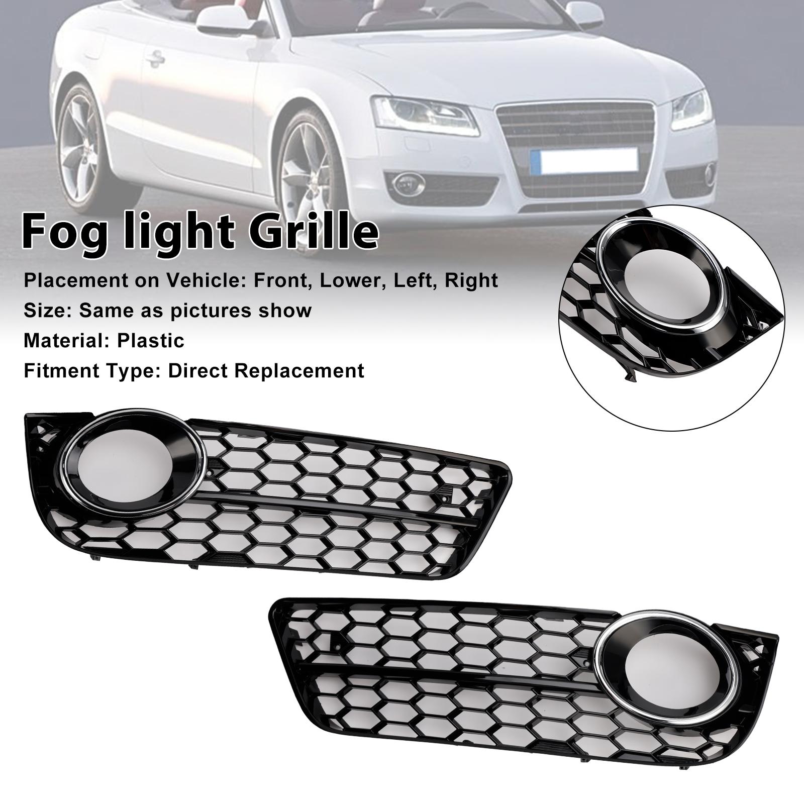 2PCS Honeycomb Front Fog Lamp Cover Grille Grill Fit A5 2007-2011