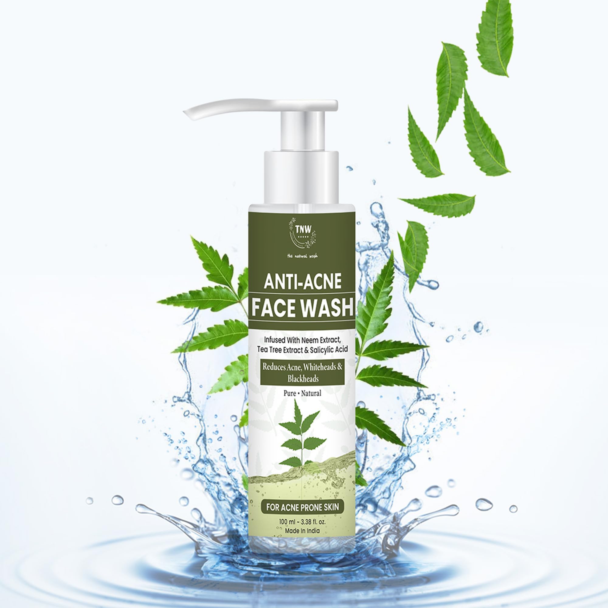 TNW-THE NATURAL WASH Anti Acne Face Wash 100 ml | Pure & Natural | With Salicylic, Rosemary & Neem Extract | For Soft, Glowing Skin | Target Pimple