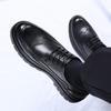 Spring New Men's Genuine Leather British Style Thick Sole Casual Leather Shoes Brand Men's Lace Up Carved Business Leather Shoes