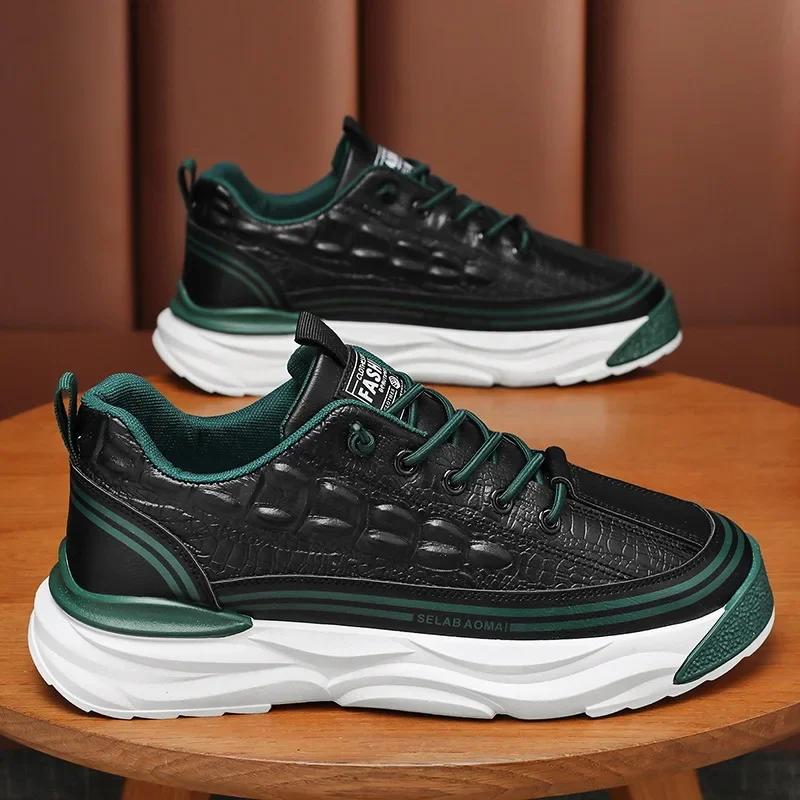 

Men s Sneakers Skateboard Shoes Autumn Winter New Student Sports Thick Sole Elastic Band Anti Slip Comfortable Work Shoes 39 чорний