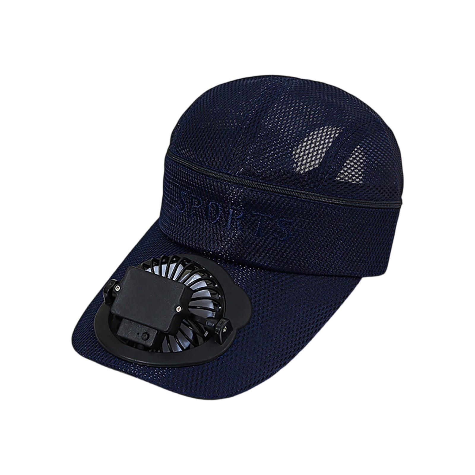

Summer Rechargeable Fan Hat With Strong Wind And Adjustable Sun For Adults With Sunshade And Empty Top Cap For Leisure Travel One Size тёмно-синий