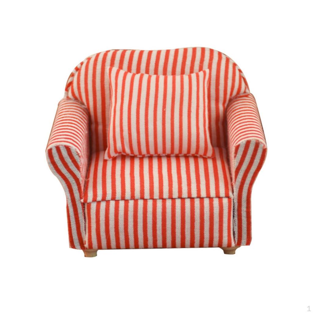 1/12 Dollhouse Sofa with Pillows Miniature Decorative Couch for Collectors,