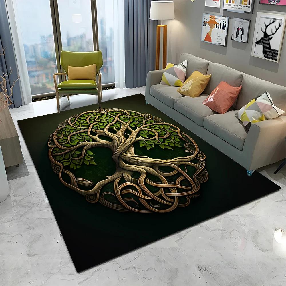 Viking Noorse Yggdrasil Levensboom Tapijt Vloerkleed voor Huis Woonkamer Slaapkamer Bank Deurmat Decoratie, Kinderkamer Vloerkleed Antislip Vloermat