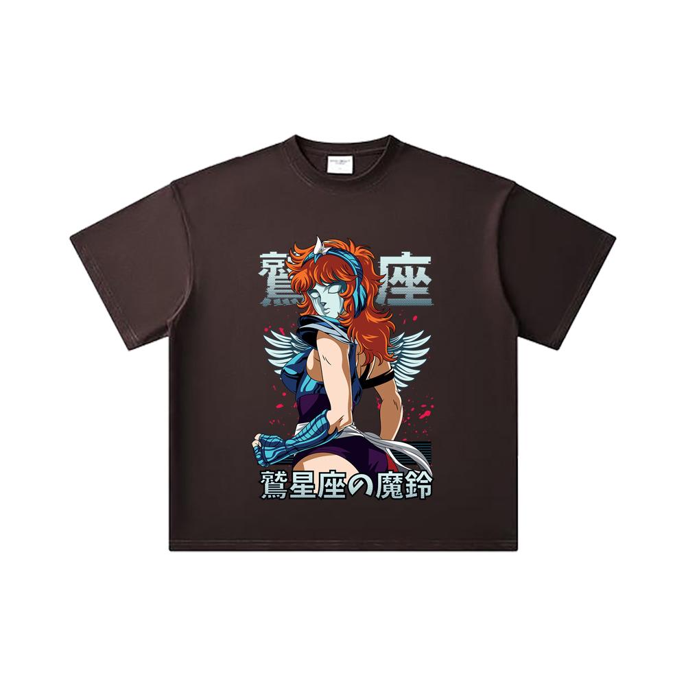 260 GSM Double Yarn 32 Count 100% Cotton Saint Seiya V9 Eagle Marin Print Unisex Heavy Cotton T Shirt