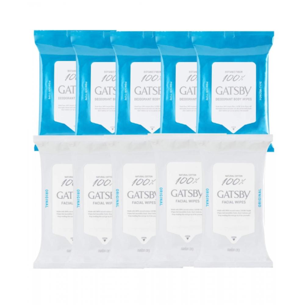 Gatsby [10pack] Powder Deodorant Body Paper Cool Citrus 10 Sheets X 5 Packs + Facial Paper Cool Type 15 Sheets X 5 Packs FREE