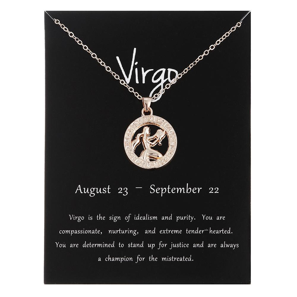 24 Tipuri de Bijuterii Aur Roz Zodiacul Cele Douăsprezece Pandantiv Colier Circular Tridimensional
