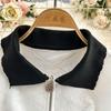 Summer New French Elegant Lapel Zipper Collar Rhombus Hollow Knitted Dress Women's Medium and Long Skirt