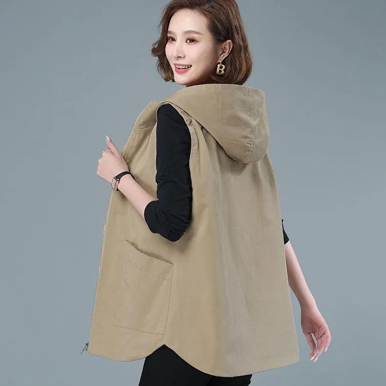 Women's Plus Size Sleeveless Loose Vest Simple Slimming Jacket