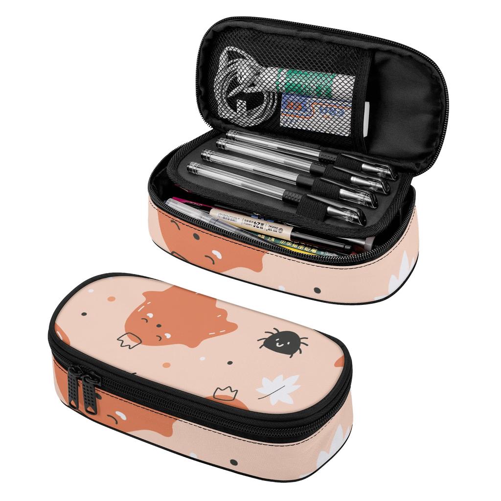 Pen Case Roomy Interior Durable 300D Polyester Zipper Closure with Mesh Pocket Removable Divider and Pen Slots for Boys Girls