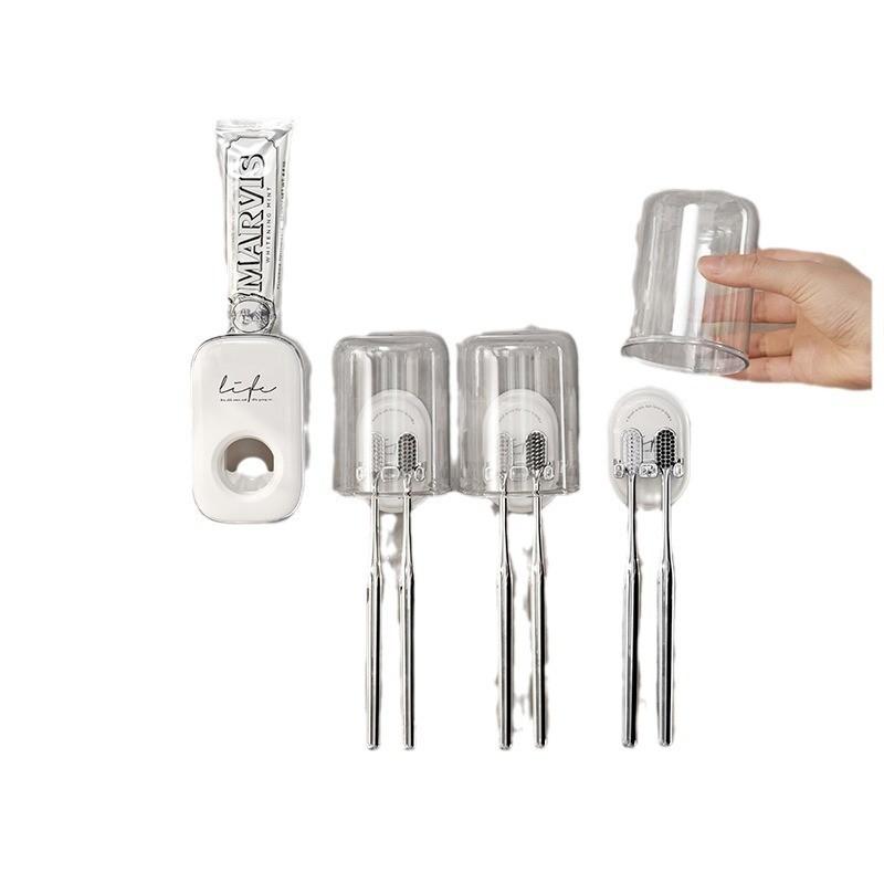 Abs Material Toothbrush Holder Wall Mount With No Drilling For Bathroom Storage