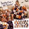 Halloween Flannel Throw Blanket Set with Pumpkin and Pattern for Cozy Home Decor