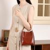 New vintage vegetable-tanned leather shoulder bag, commuter handbag, bucket bag, genuine leather women's bag, large-capacity leather tote bag