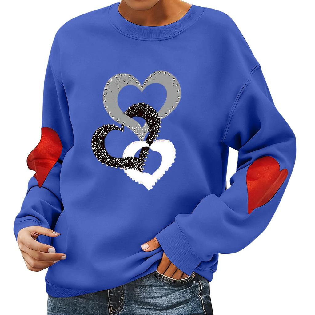 Ladies' Valentine's Day Printed Casual Long Sleeved Sports Hoodie Top