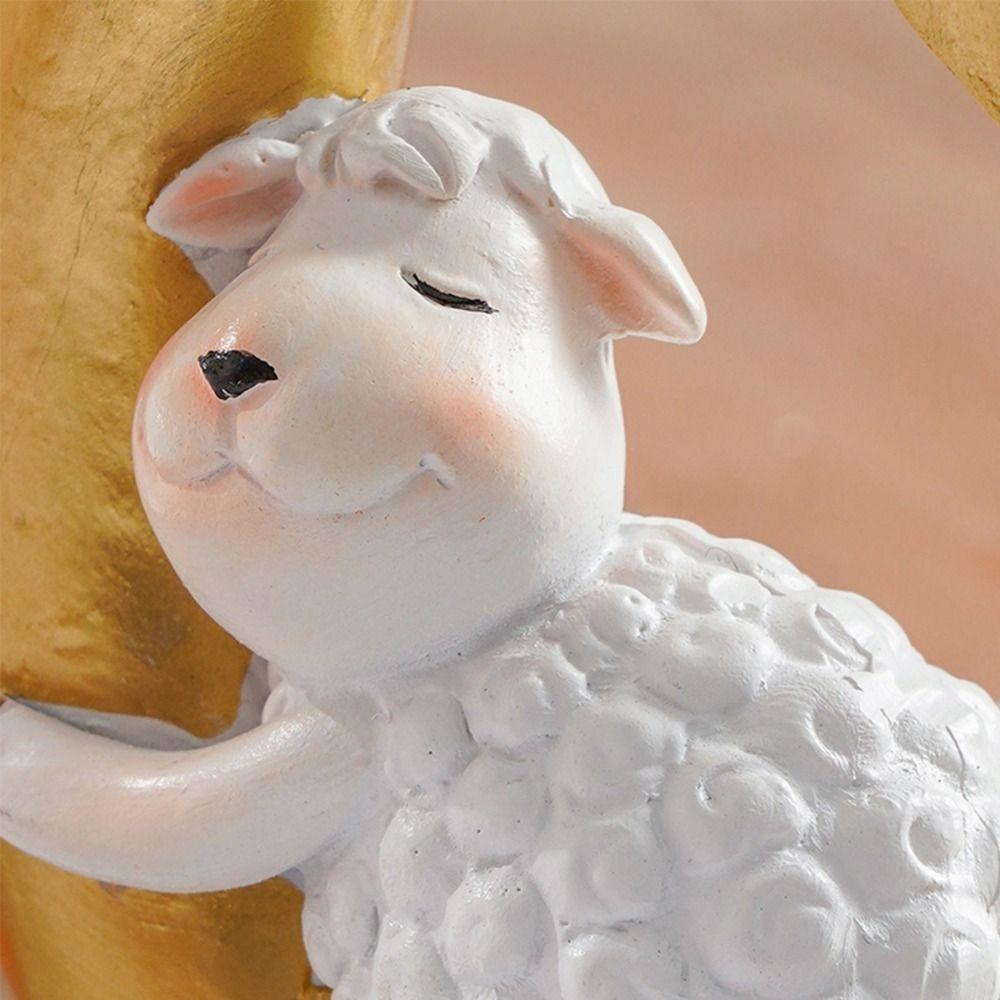 White Sheep Moon Shaped Ramadan Decoration Cartoon Resin Desktop Ornament Gift Mini Ramadan Blessing Souvenir Home Decor