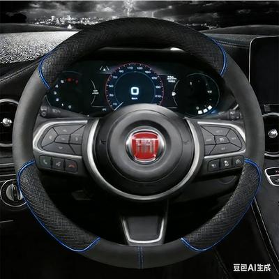 Housse de volant de voiture en cuir 38 cm 15" Pour Fiat Tipo Fullback Strada Toro Doblo Freemont Bravo Stilo Accessoires Auto