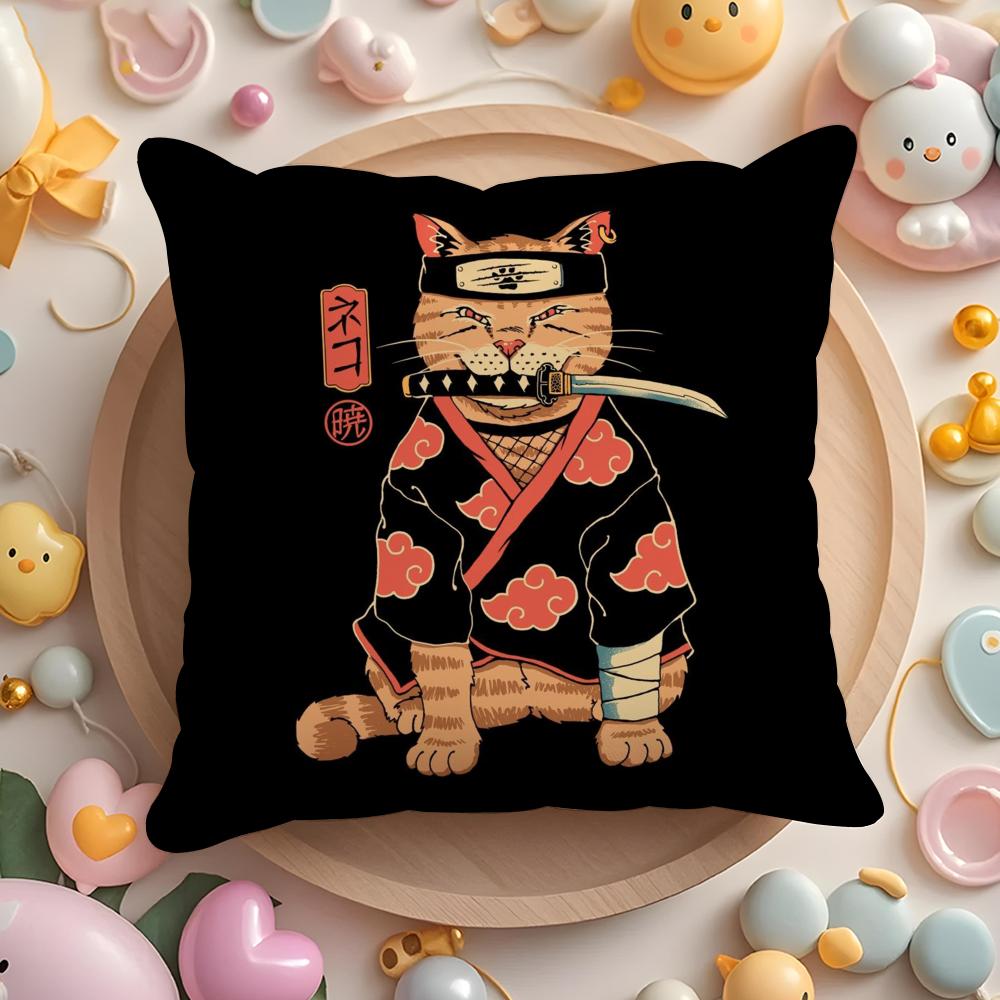 Japanese Style Cat Cushion Cover Home & Car Multi-Scene Pillow Cover - Reversible, Soft & Durable for Daily Use