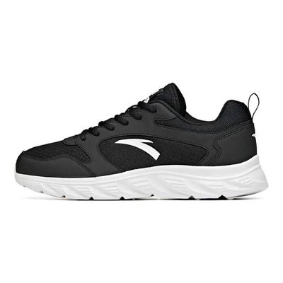 Textile, Leather Cushioning Slip Resistant Low Top Running Shoes Men's Black White 912525502F-6