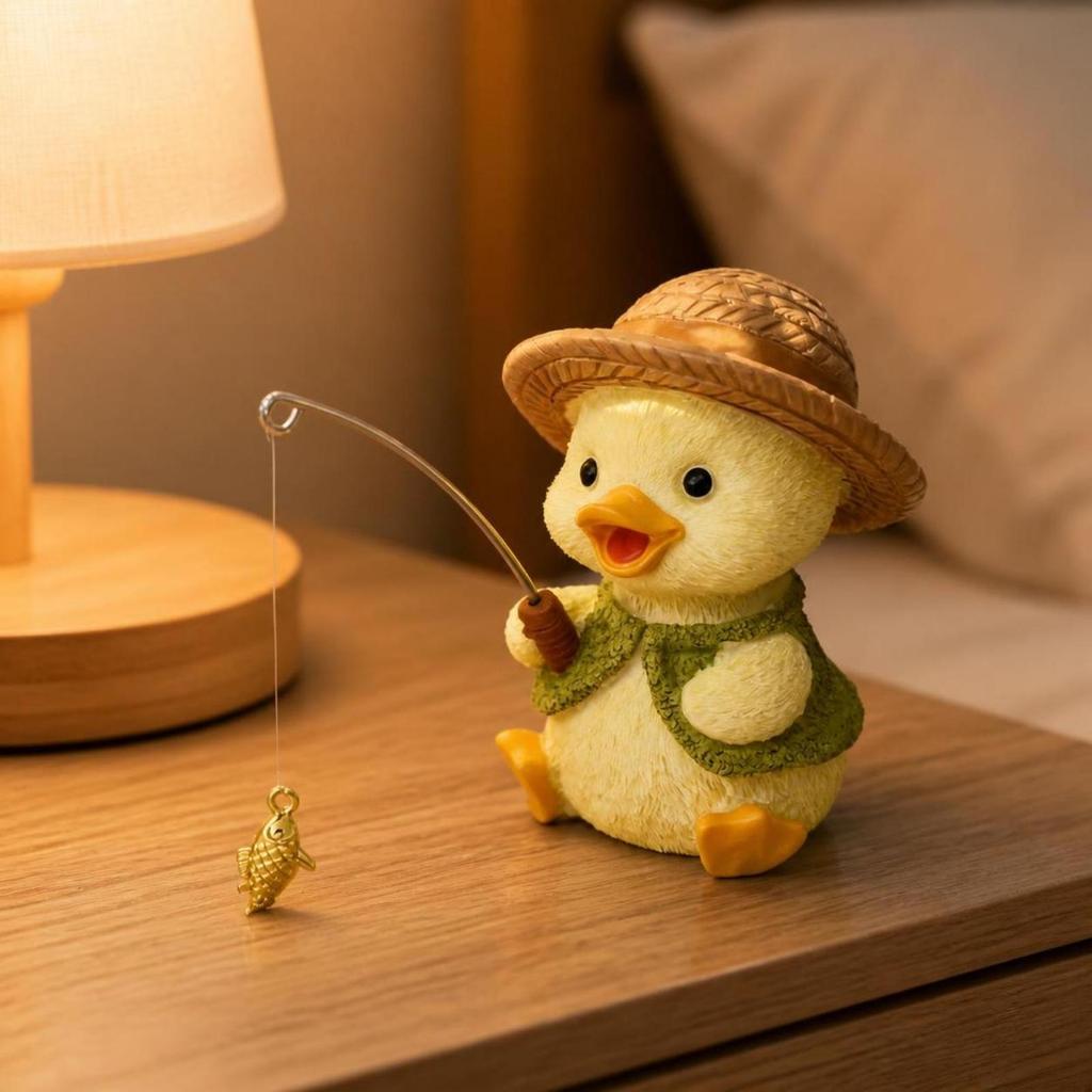 Duck Figurine with Hat Cute Statue Miniature for Tabletop