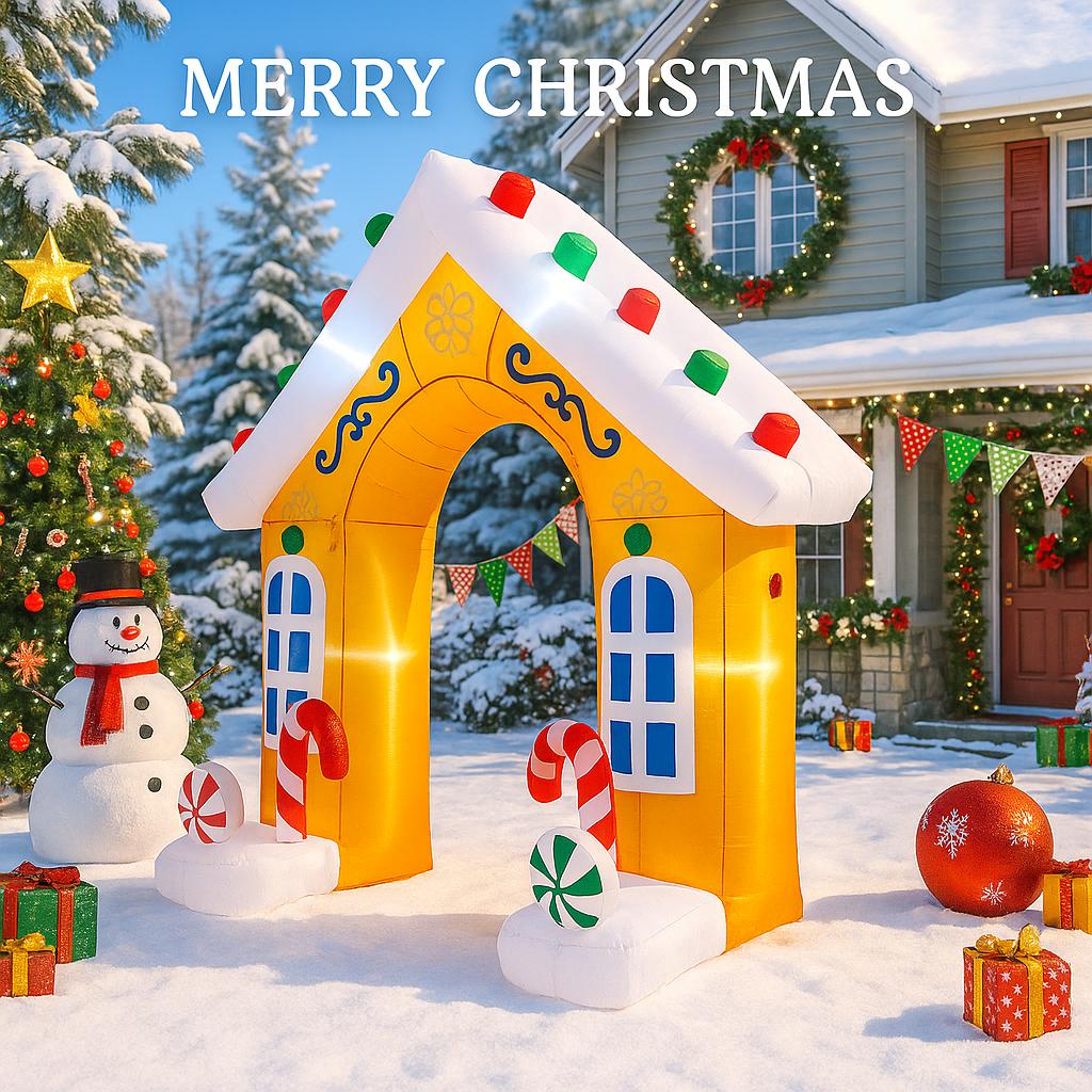 8.8FT LED Inflatable Yard Archway Decoration Gingerbread HouseXmas Home Decoration Ornament Supplies Toy  Gift Christmas Holiday