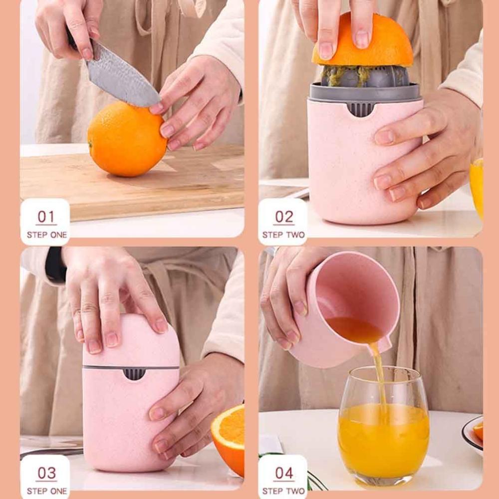 Press 2 Modes Mini Wheat Material Manual Citrus Juicer Fruit Juicer Lemon Squeezer Hand Juicer