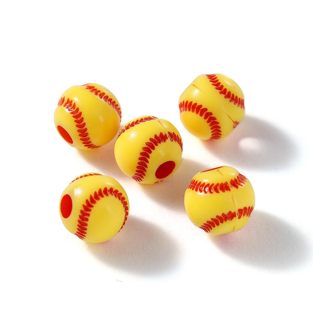 30 sztuk/partia akrylowe rugby tenis koszykówka koraliki sportowe dystansowe koraliki do tworzenia biżuterii DIY bransoletka naszyjnik akcesoria rzemieślnicze