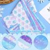 Ganeen 150 Pcs Winter Quilting Fabric Roll 2.56 Inch Snowflake Printed Fabric Squares Jelly Frozen Patchwork Strips for DIY Crafts Sewing Handmade