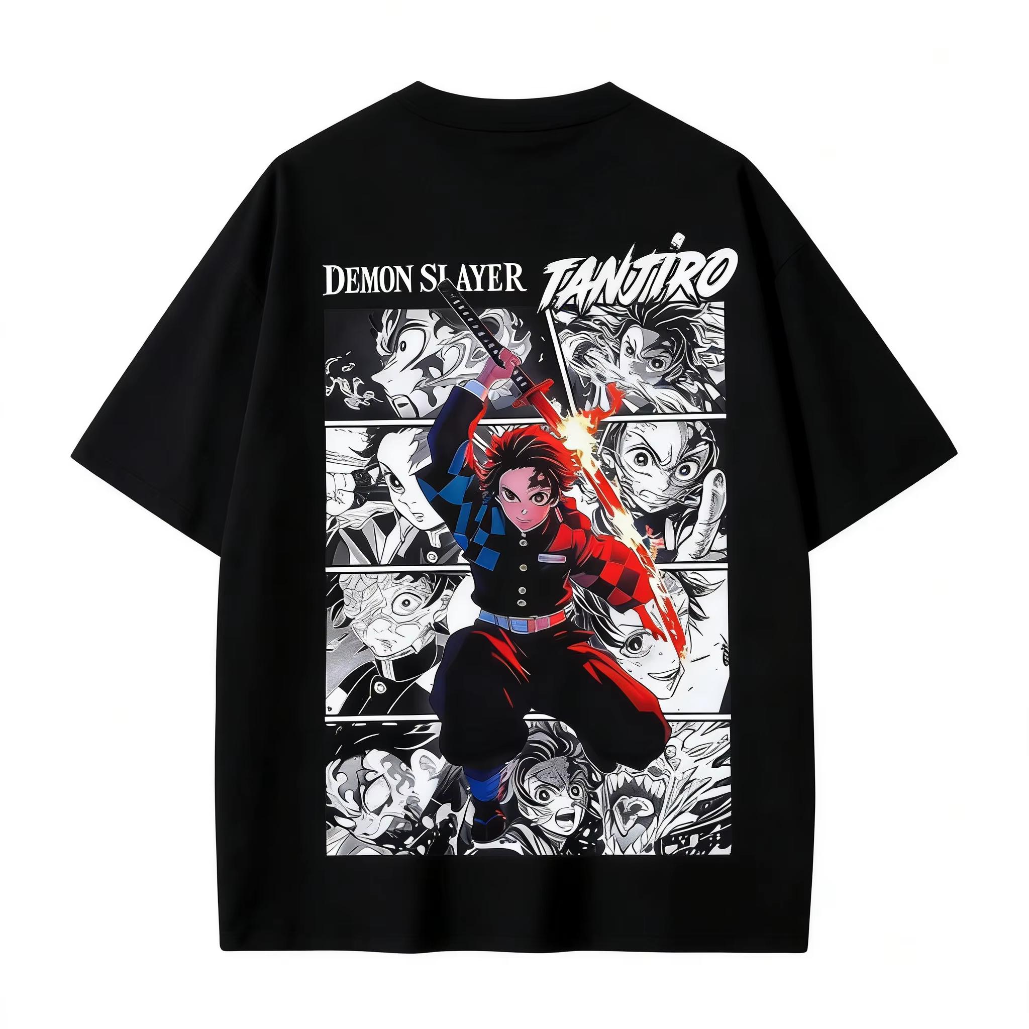 2026 new The front pattern of the Demon Slayer anime Tshirt is Tanjiro Kamado and the back is a shadow Tshirt 4XL