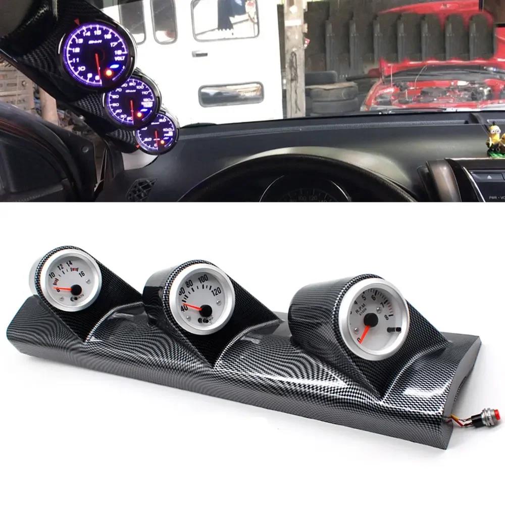 Supporto per Pod Portastrumenti Universale per Auto 52/60mm Montaggio su Montante A Triplo 3 Fori Pod per Strumenti Tazza per Strumenti Cruscotto ABS Nero Accessorio per Auto